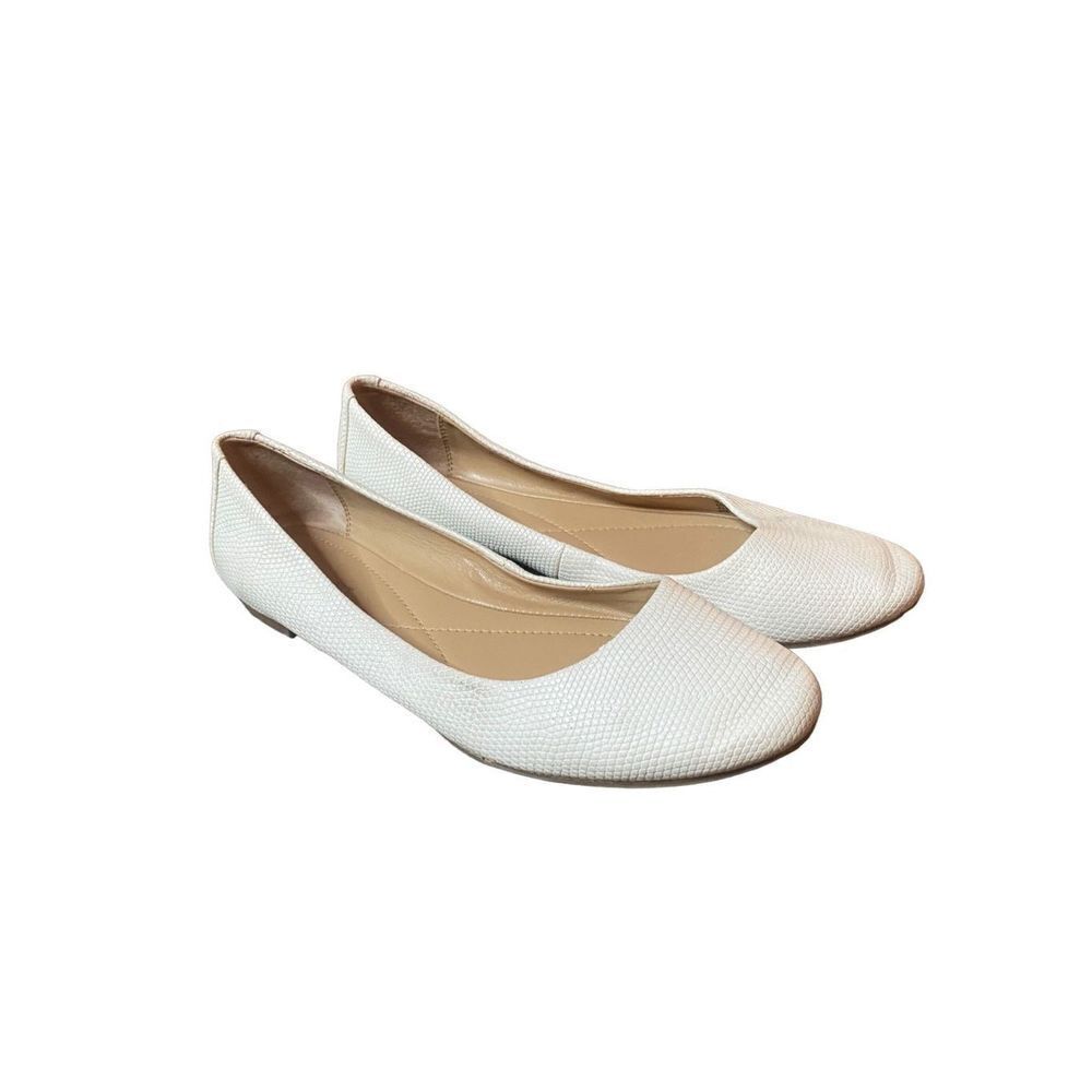 Alfani Cream Textured Vegan Leather Flats